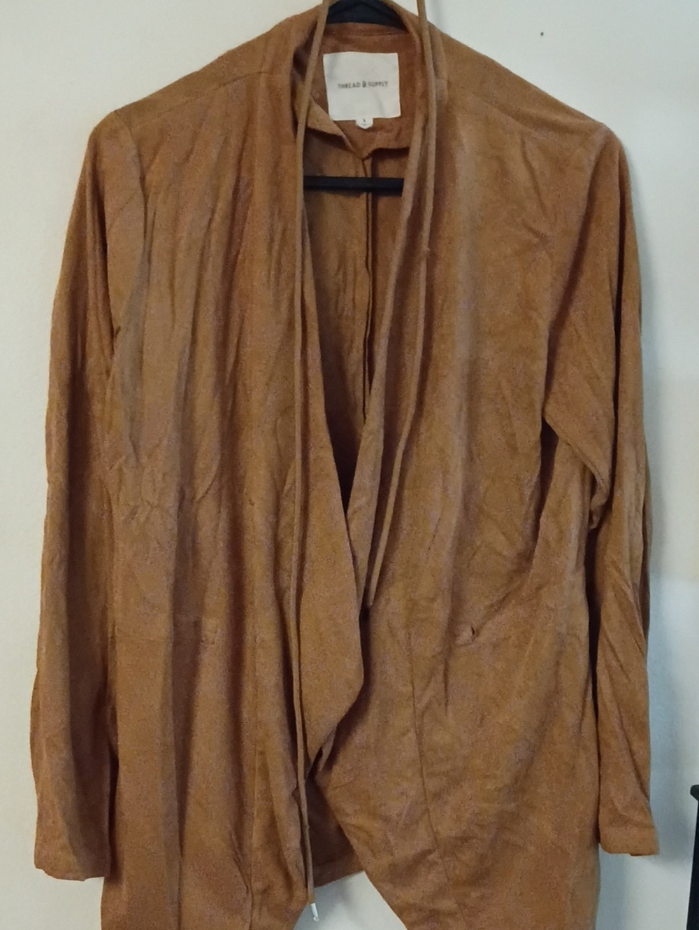 Thread And Supply Drape Front Women’s Jacket in Camel Size Large